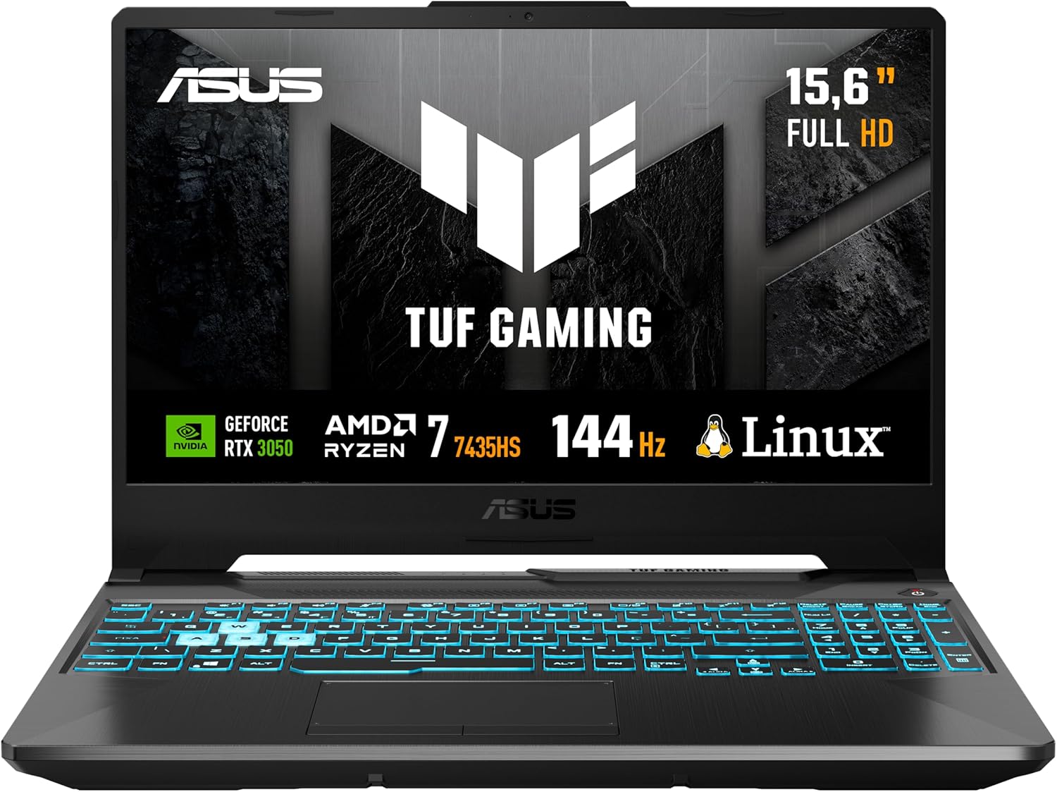 Notebook ASUS TUF Gaming A15 AMD RYZEN 7 8 GB Tela 15.6'' FHD | RTX 3050, 512 GB SSD, KeepOS, Graphite Black, FA506NCR-HN089