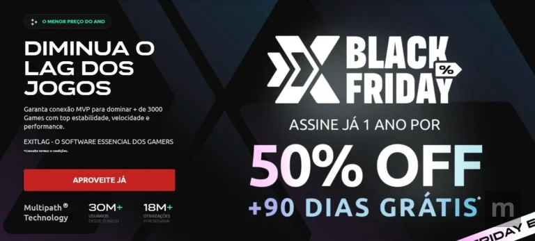 ExitLag “Free” oferece 90 dias grátis durante a Black Friday com otimização para 3000+ jogos
