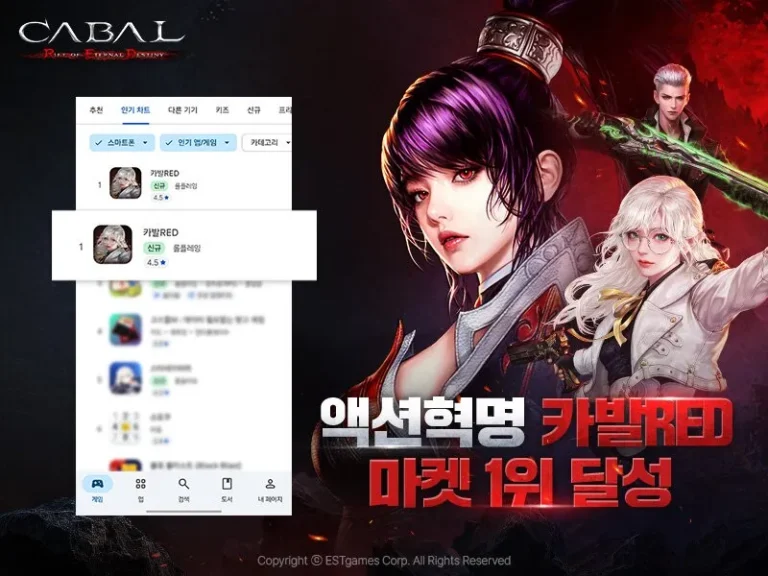 Cabal RED assume liderança no Google Play e confirma estreia explosiva na Coreia do Sul