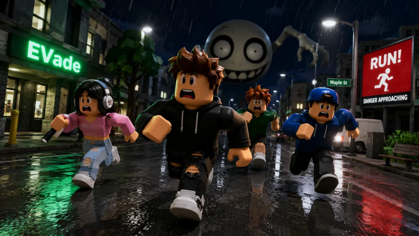 [Imagem: Jogadores correndo por uma cidade enquanto fogem de uma ameaça inesperada.]