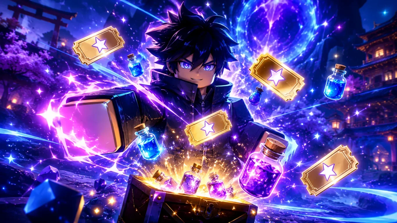 [Imagem: Personagem de Anime Astral Simulator cercado por efeitos brilhantes enquanto resgata recompensas gratuitas.]