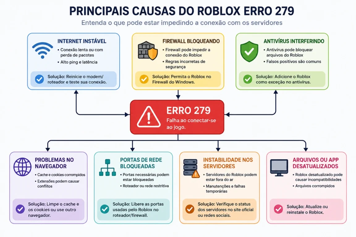 Fluxograma mostrando as principais causas do erro 279